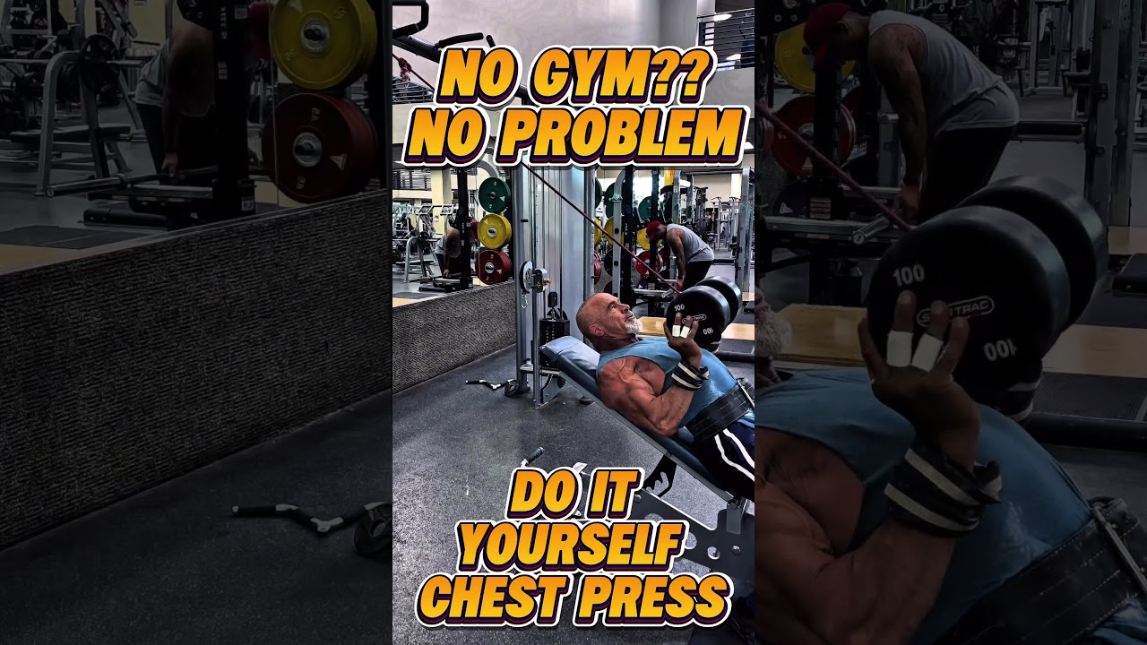 NO GYM NO PROBLEM. DO IT YOURSELF CHEST PRESS. #DIY #workout #workouttips #HOMEGYM #CHEST