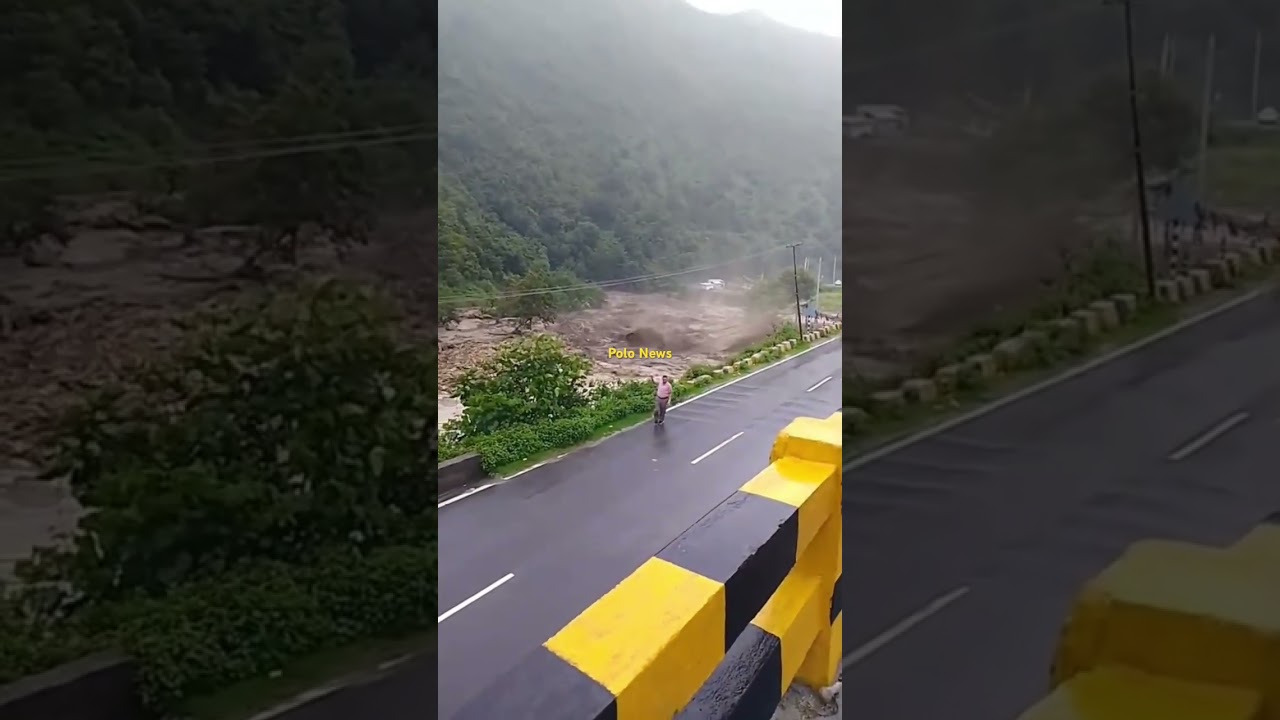 visual of sudden massive Flood at Suppercamp, Dirang..