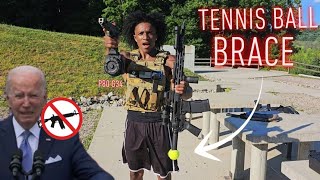 The ATF Banned Pistol Braces... But Can They Ban a Tennis Ball? 🤔 | P80 G34 w/ Drum Magazine!