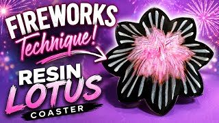 Easy Firework Technique 🎆 Resin Flower Coaster