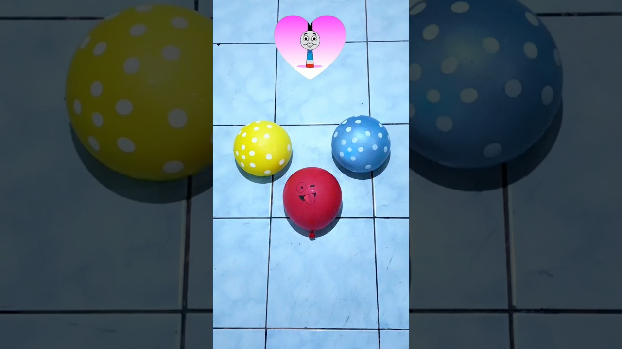 Popping Yellow Red Blue Emoji Balloon Orbeez Satisfying Video Asmr