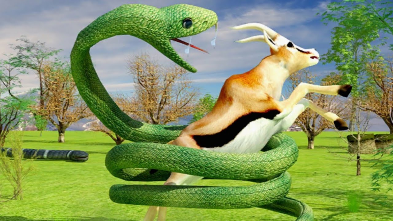 Anaconda snake simulator caçando animais fugitivos(gameplay).