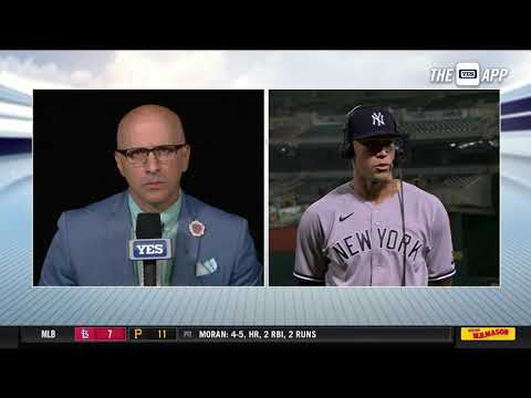 Aaron Judge after his game winning hit to extend the Yankees' winning streak to 12.