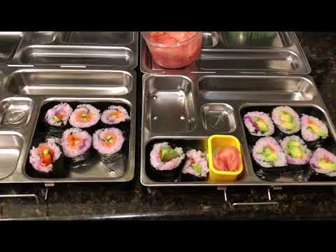Sushi Lunch How-To With Purple Rice (Kosher Lox w/Veggies and Vegan Avocado roll)