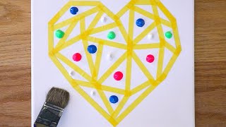 💜 Heart | Playing with Acrylic Paint | Masking tape art #211