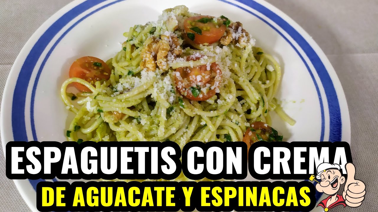 🍝🥑💪ESPAGUETIS con crema de AGUACATE y espinacas