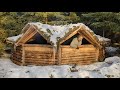 Bushcraft Build: Shelter/Fire Cabin - Moss insulation & Shutters for the lower windows.