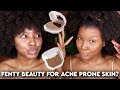 FENTY BEAUTY POWDER FOUNDATION REVIEW ON ACNE PRONE, TEXTURED SKIN | DEMO, WEAR TEST | KENSTHETIC