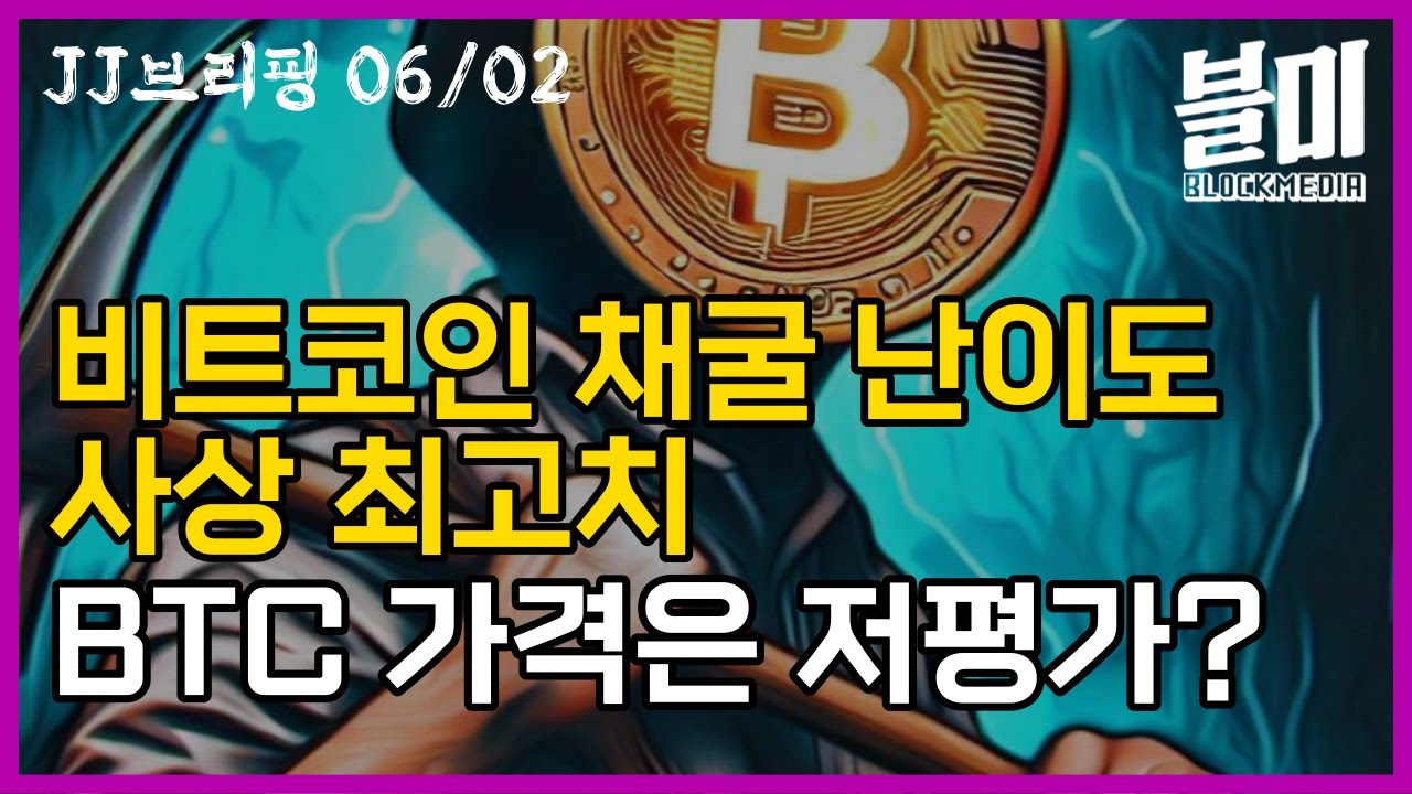 비트코인 채굴 난이도 사상 최고수준, BTC 가격은 저평가? (0602)