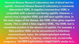 Venereal Disease Research Laboratory Test - Medical Meaning And Pronunciation