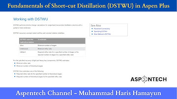 Fundamentals of Short-cut distillation column, DSTWU in Aspen Plus