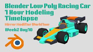 Blender Low Poly Racing Car – Mirror Modifier Workflow | Day 10 Timelapse screenshot 4