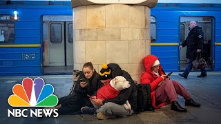 Kyiv Residents Shelter In Metro Station Amid Russian Shelling Across Ukraine