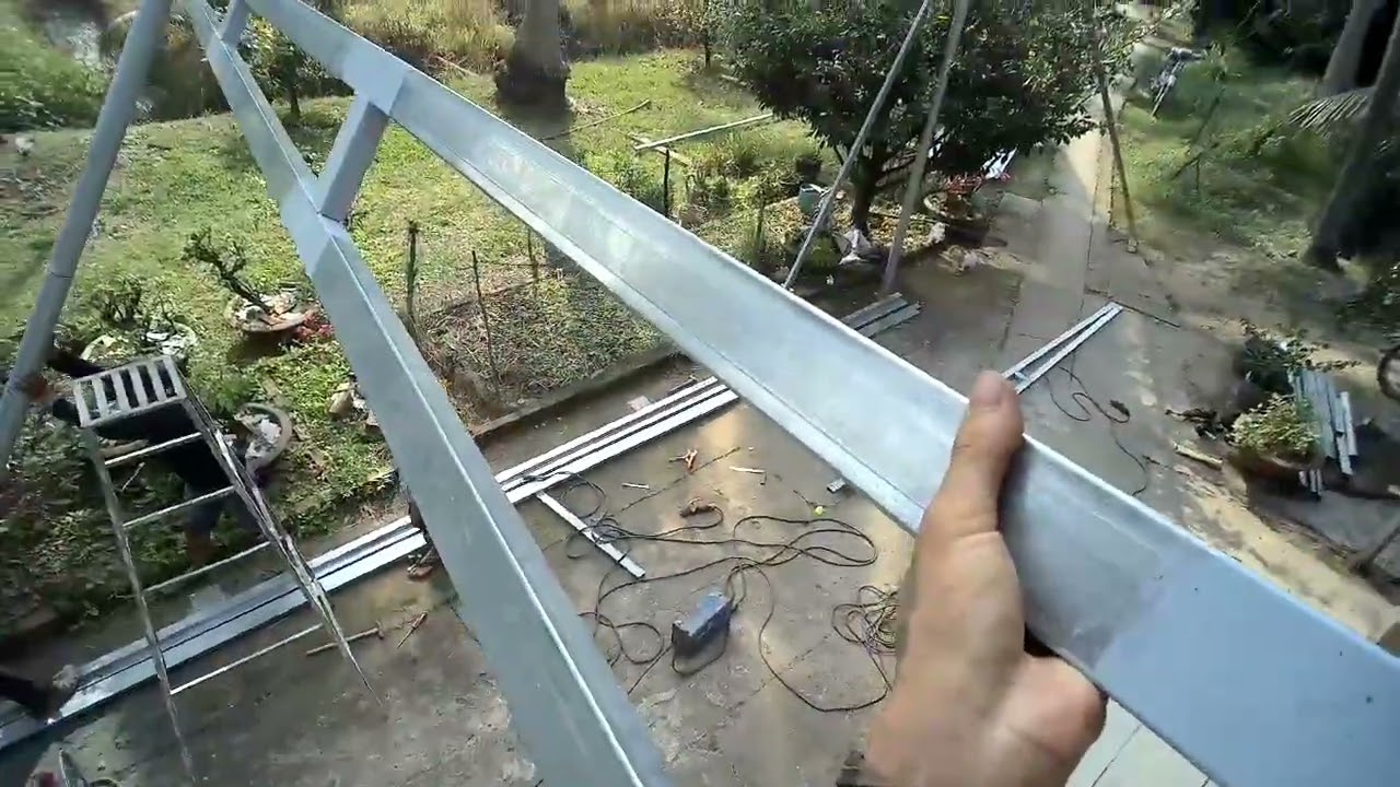 Cách làm một máy che (nhà tiền chế )50m vuông,kèo làm bằng hộp 36 đơn giản dễ làm #dominhtruyen