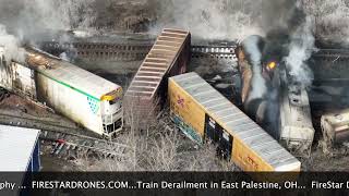 Drone Footage, Train Derailment in East Palestine, Ohio, 2-3-2023