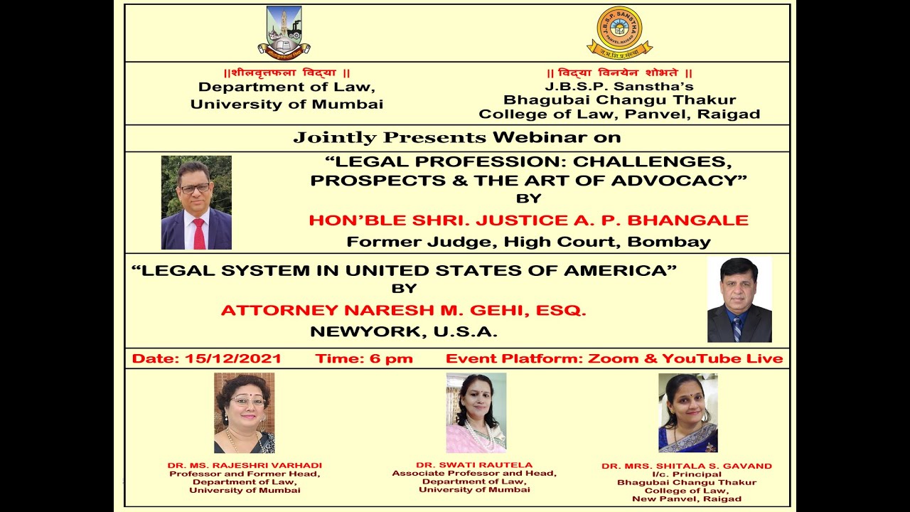 inar by Department of Law, Mumbai University and B.C.T. College of
