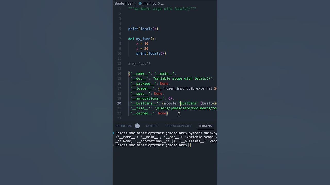 Python 3 understand variable scope with the locals function coding 