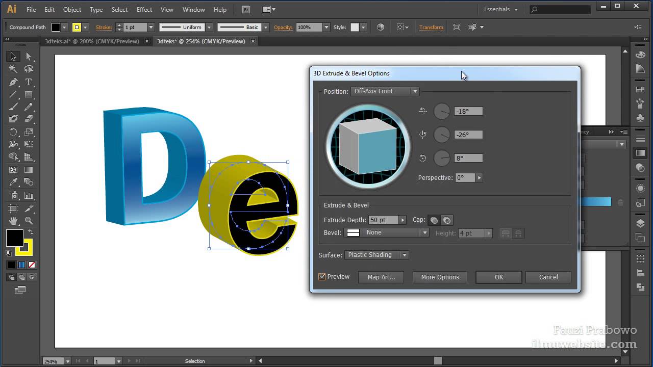 Belajar Adobe Illustrator Membuat Teks 3D YouTube