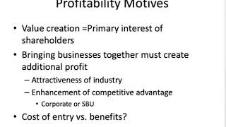 Corporate Strategy 6  Motives of Diversfiication Profile