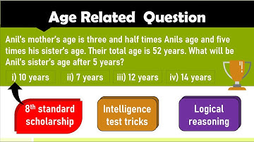 Age related question | Scholarship exam | Class 8 | Intelligence test | logical reasoning