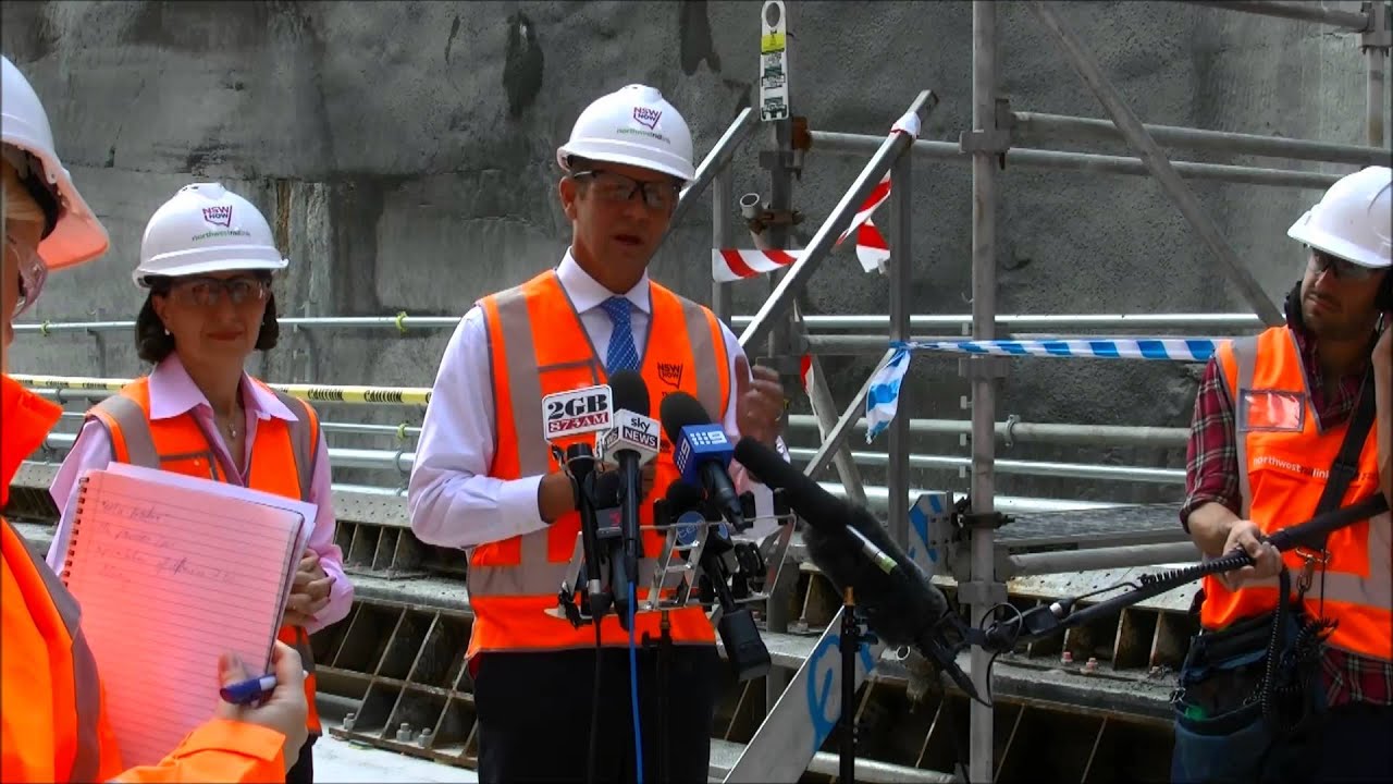 North West Rail Link tunnel breakthrough at Norwest Business Park