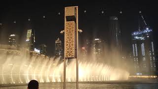 Water fountain and burj Khalifa.Night life of Dubai