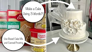 How to Make a Wedding Cake Using Boxed Cake Mix and Canned Frosting | Cake Collab with @Cakelegend