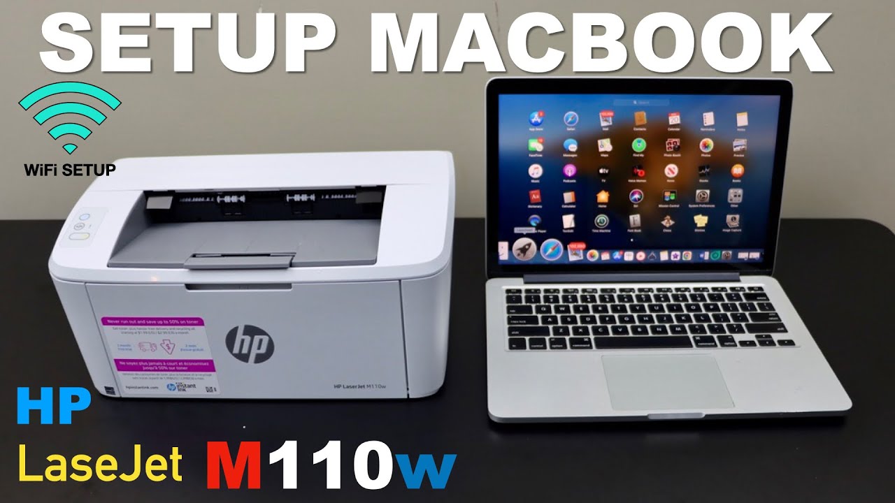 HP LaserJet M110we Setup MacBook, Wireless Setup & Wireless Printing with  Mac. 
