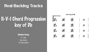 II-V-I Chord Progression - key of Db - Real Jazz Backing Track - Play Along