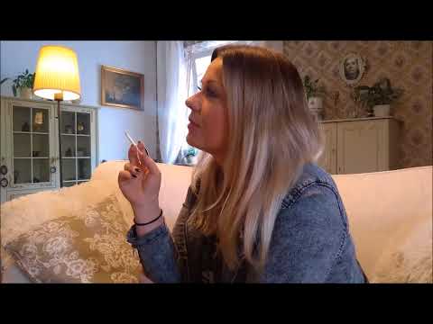 Hot blonde girl smoking makeup artist