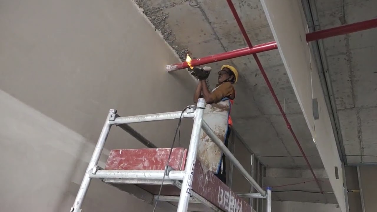 SPRINKLER PIPES CUTTING IN FIRE CREATED FOR HEADER LINE