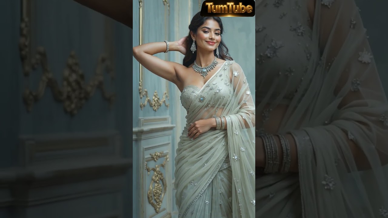 Transparent Saree Fashion | Asymmetrical Shoulderless Blouse & Glamorous Look