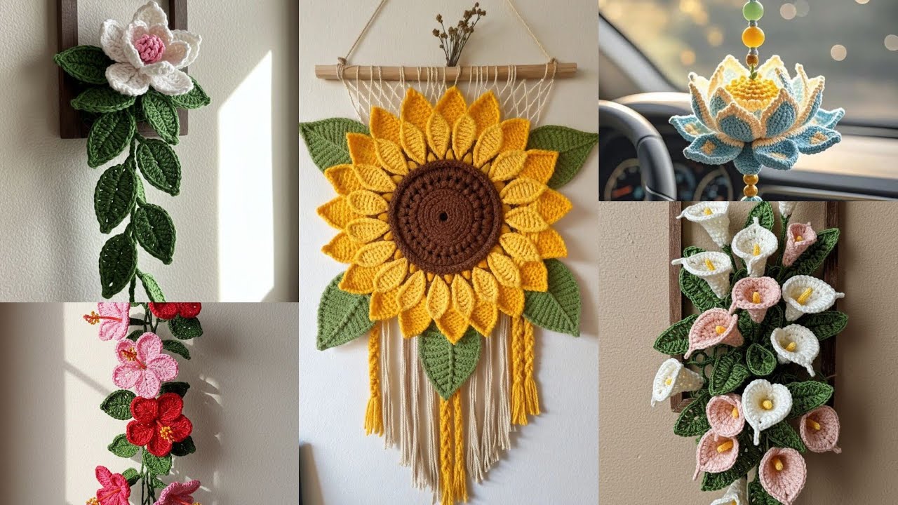 Минималистичный декор стен, выполненный крючком, для создания изысканной эстетики.