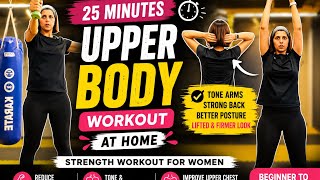 25 Min Upper Body Workout for Women | Tone Arms & Back at Home | Standing Strength Workout