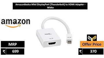 AmazonBasics Mini DisplayPort Thunderbolt to HDMI Adapter   White