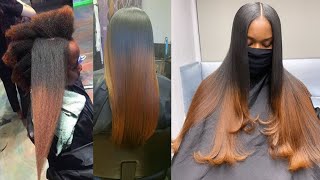 🧸SALON SILK PRESS COMPILATION 2021🧸 | Silk Press Experience ALL HAIR TYPES 4C 4B 4A 3C 3B