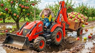 Download Lagu Monkey Sisi the JCB Tractor Excavator and the Unexpected Road Repair After the Big Rain MONKEY LIFE MP3