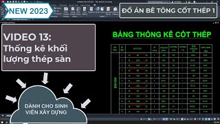 Video 13: Thống kê khối lượng thép sàn (đồ án BTCT1)