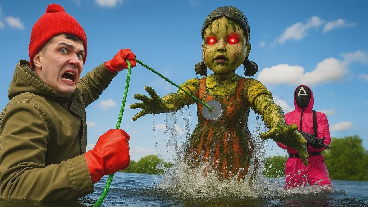 Našel jsem panenku ze Squid Game pod vodou při magnetickém rybaření!