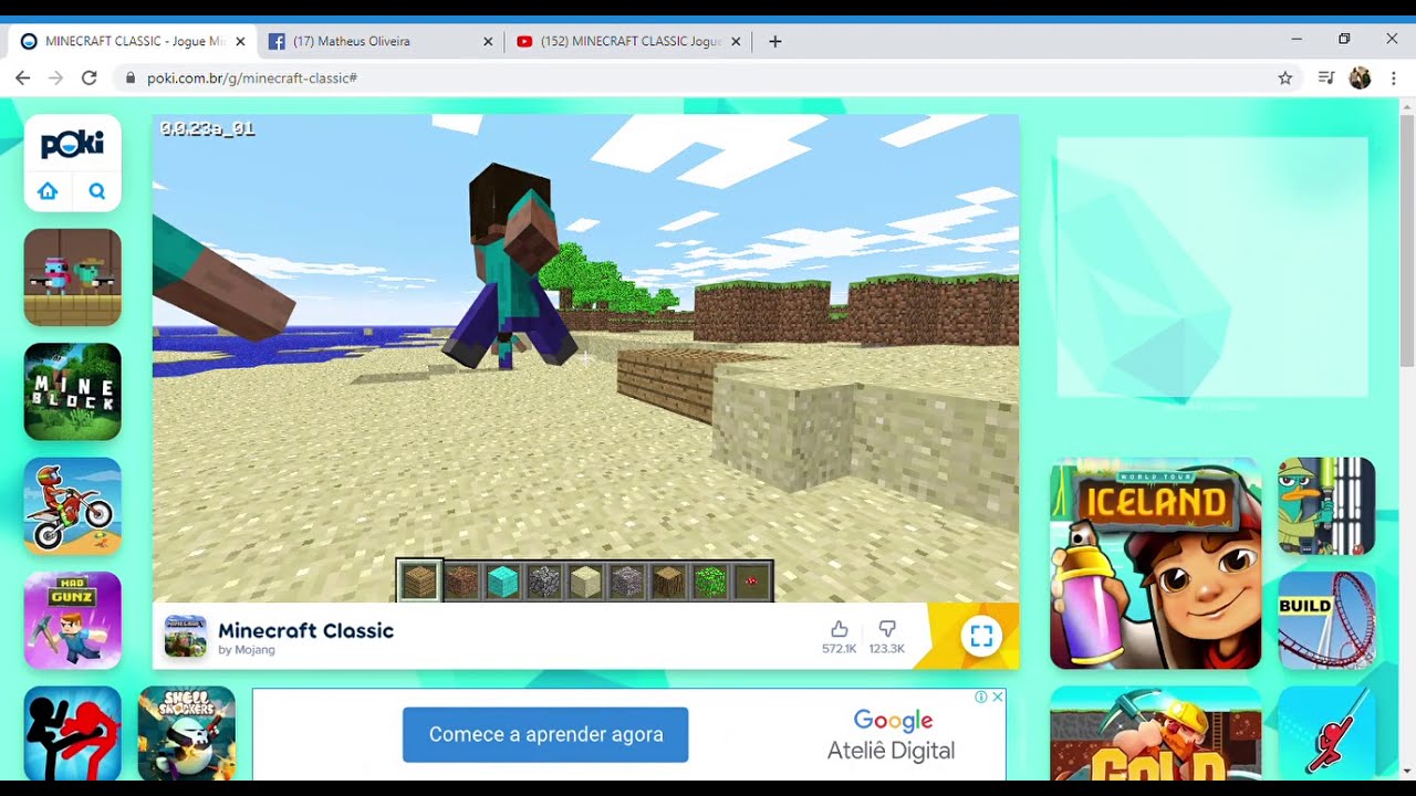 MINECRAFT CLASSIC Jogue Minecraft Classic no Poki Google Chrome COMO JOGAR  