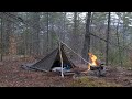 Solo Bushcraft Camp on Top of a Ridge - Camping in Bear Territory