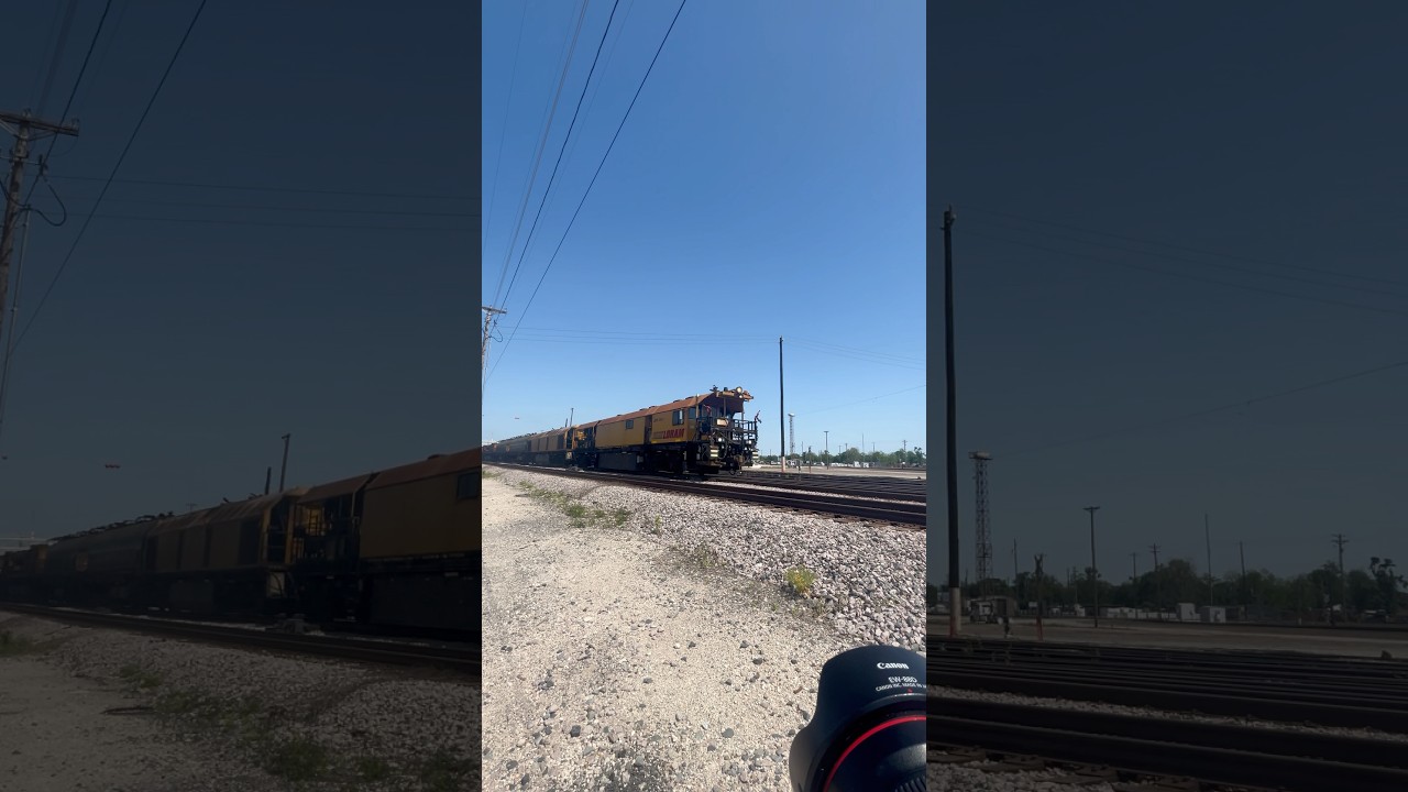 Loram Rail Grinder passes UP Englewood Yard 