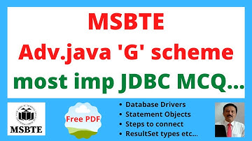 JDBC MCQ question Bank for MSBTE advance Java G scheme Final Year Exam 2020 | DownLoad now !!
