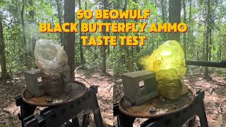 50cal Beowulf Black Butterfly against Rusty. All 3rounds all 6 shots.