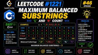 LeetCode 1221: Maximum Balanced Substrings | 'L' and 'R' Count