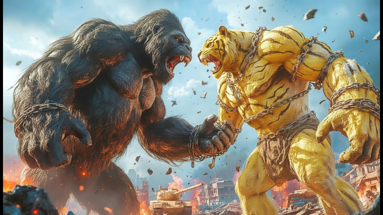 King Kong vs. Yellow Tiger Man: The confrontation begins on a military cargo plane | Bigfoot movie