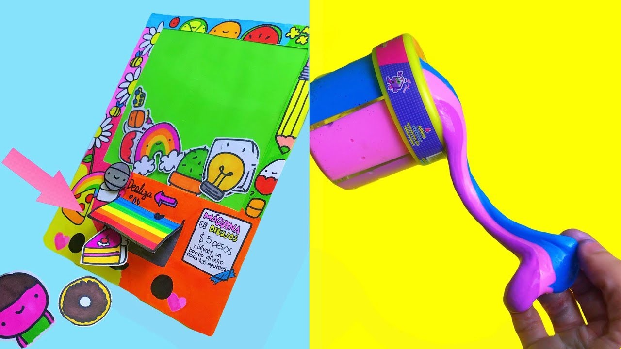 Esconde SLIME en tus UTILES ESCOLARES! 💦✏️ Maquina de DIBUJOS