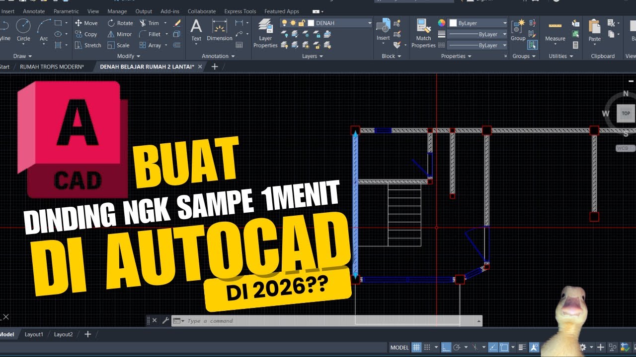 CARA MEMBUAT DINDING DI AUTOCAD DENGAN CEPAT DAN MUDAH 