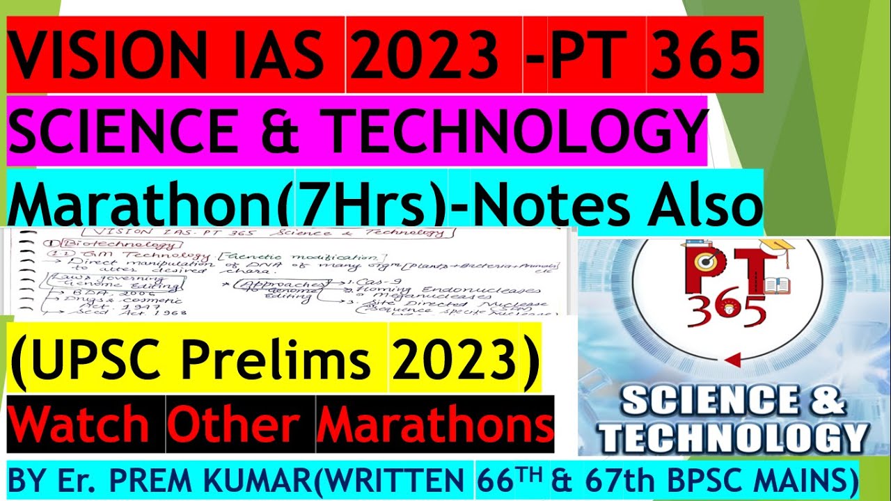 Vision IAS PT 365 Science and Technology 2023 Marathon PT 365 Science & Technology Current