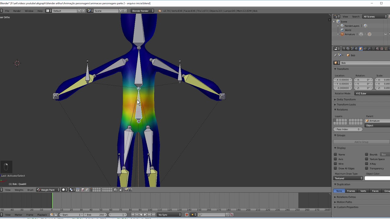 Tutorial Blender: Edição da área de atuação dos bones na malha